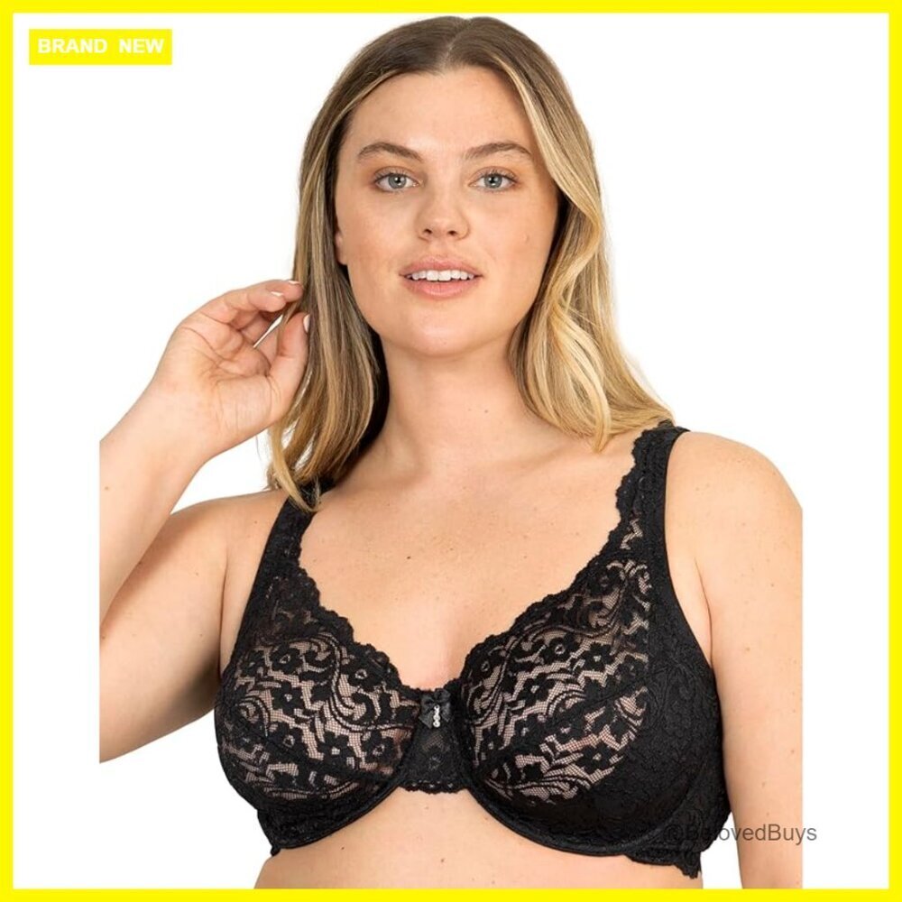Unlined Underwire Bra with Added Support, Lace, Full Coverage, Medium Support